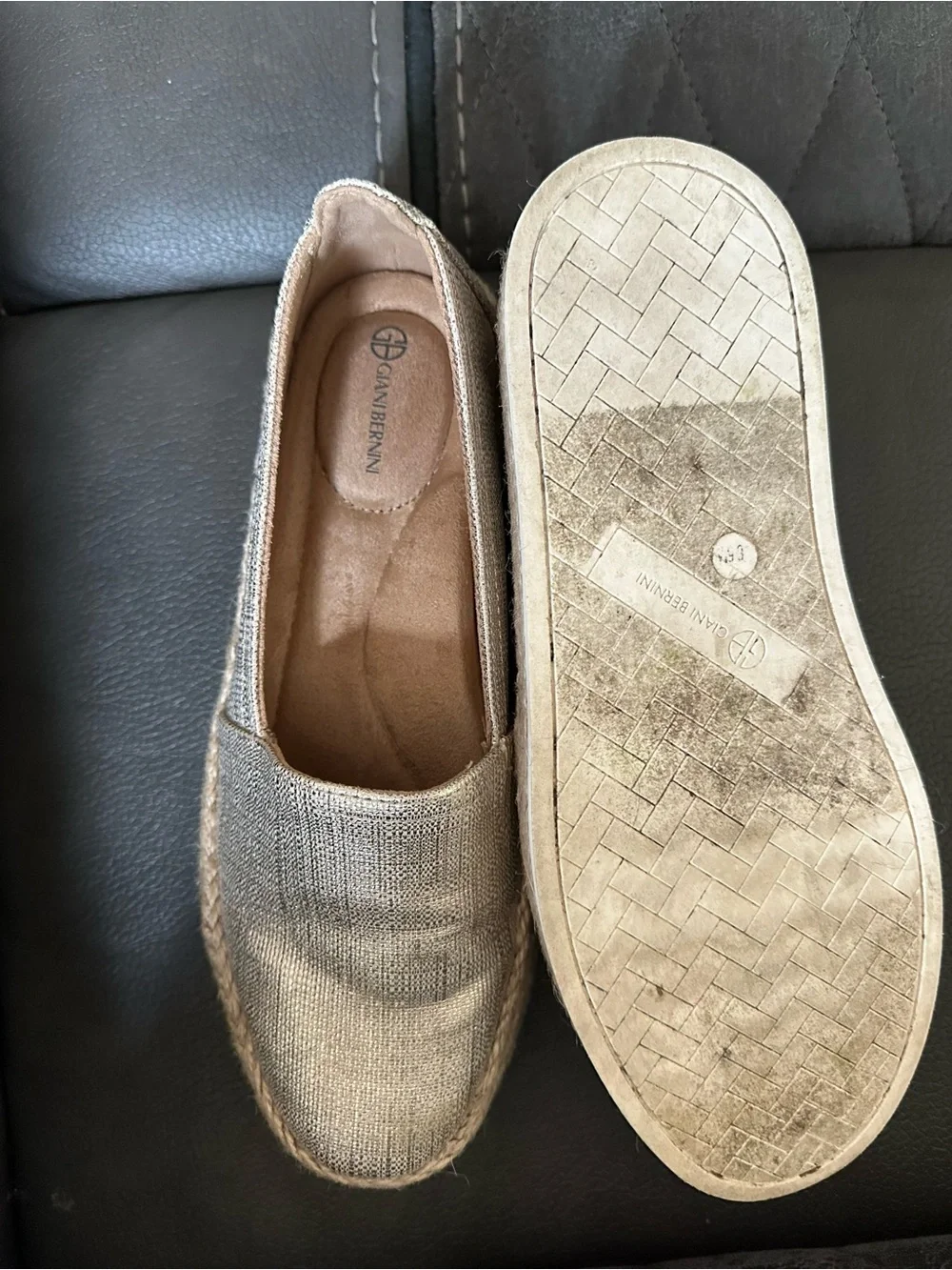 Giani Bernini Women's Archerr Casual Espadrille Flats Metallic Linen Size 6.5